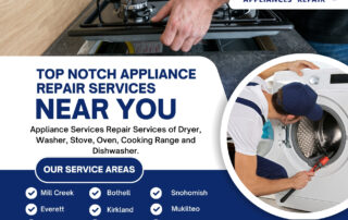 Top Notch Appliance Repair Services of Dryer, Washer, Stove, Oven, Cooking Range, and Dishwasher by "Fast Appliance Repair" Nearby Everett, Mill Creek, Bothell, Shoreline, Kirkland, Seattle, Snohomish, Mukilteo, Lake City, Lynnwood, Mountlake Terrace, Edmonds, Kenmore, Woodinville, Brier, Lake Forest Park, and Many More Surrounding Areas