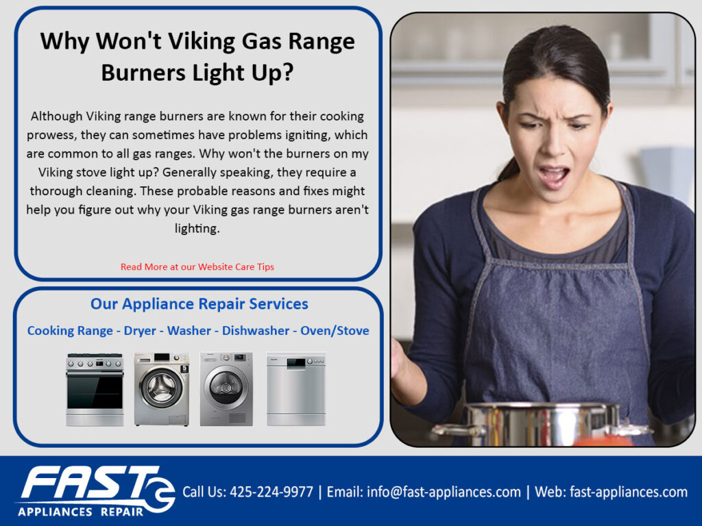 Although Viking range burners are known for their cooking prowess, they can sometimes have problems igniting, which are common to all gas ranges.